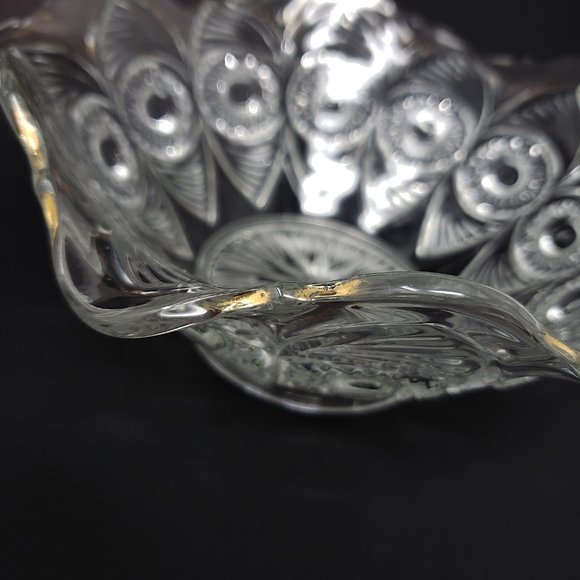 Antique Glass Bowl Peacock Feather Style - Picture 4 of 11
